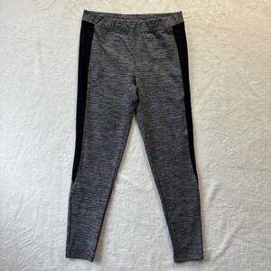 Express Leggings Womens Sz Medium Black Gray‎ Textured Knit Side Panel Pants